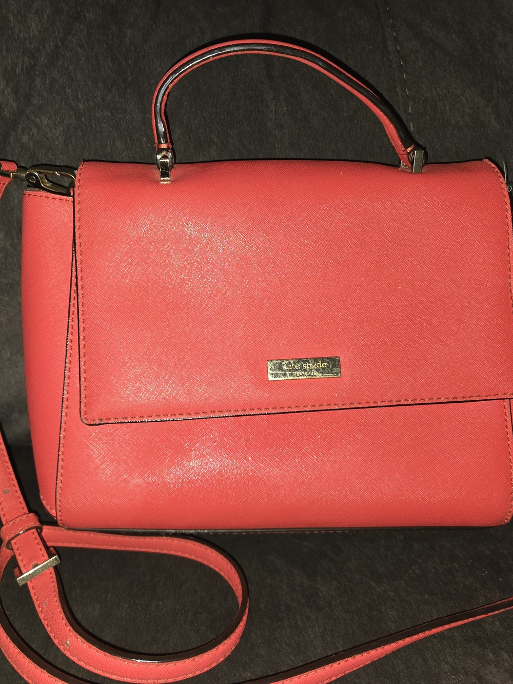 kate spade Coral Red Saffiano Leather Top-Handle Crossbody